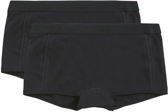 Twee zwarte meisjesbroekjes met elastische tailleband met logo.