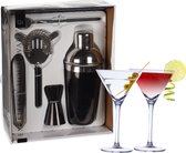 Excellent Houseware cocktails maken set 5-delig met 4x Martini glazen 220 ML