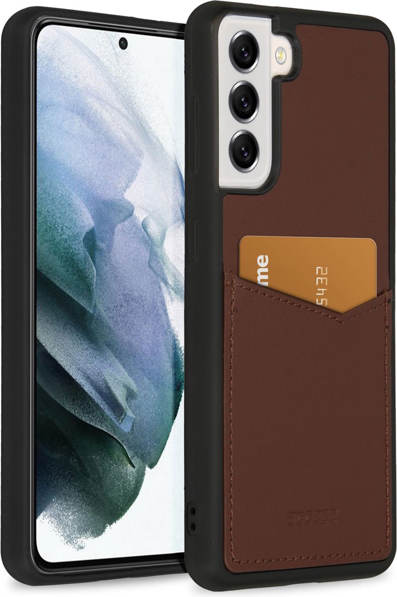 Accezz Hoesje Geschikt voor Samsung Galaxy S21 Hoesje Met Pasjeshouder - Accezz Premium Leather Card Slot Backcover - Bruin