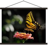 Posterhanger incl. Poster 150x113 cm - Schoolplaat - Vlinder - Botanisch - Bloem - Textielposter - Zwarte latten