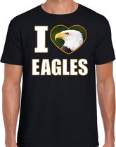 I love eagles t-shirt met dieren foto van een amerikaanse zeearend zwart voor heren - cadeau shirt adelaars vogel liefhebber XXL