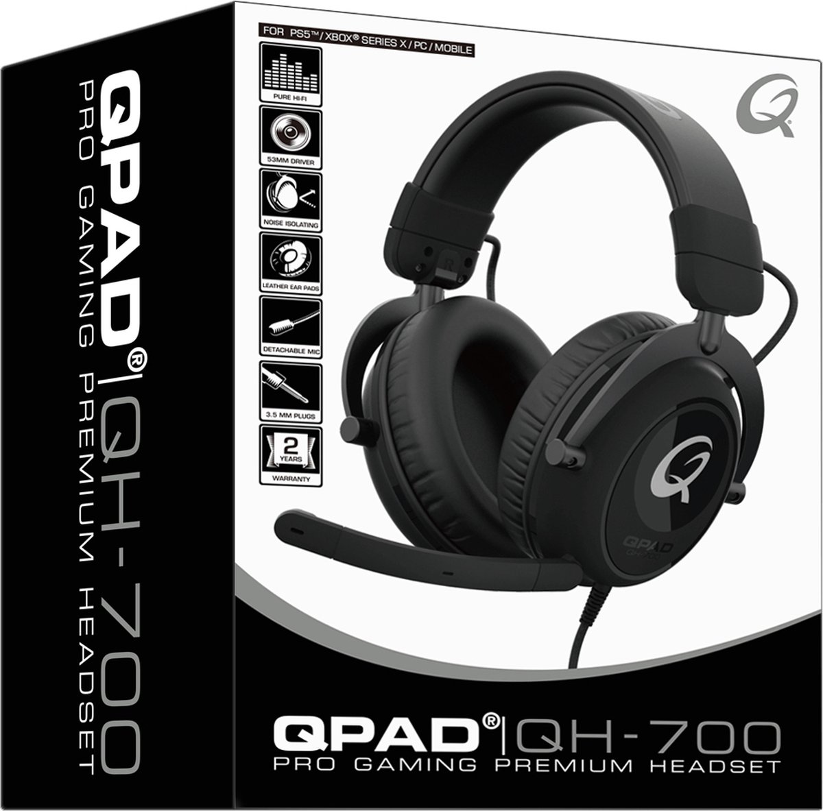 QPAD - QH-700 - Bedrade stereo gaming headset Zwart voor PC, PS4/PS5, Xbox One, Xbox Series S|X, Nintendo Switch