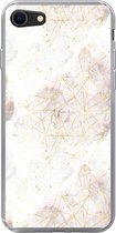 Geschikt voor iPhone SE 2022 hoesje - Marmer print - Geometrie - Goud - Siliconen Telefoonhoesje