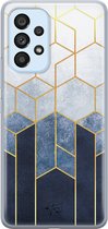 Hoesje geschikt voor Samsung Galaxy A53 - Geometrisch fade art - Soft Case - TPU - Print - Blauw - Mooie Telefoonhoesjes