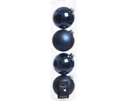 Foto: 12x donkerblauwe glazen kerstballen 10 cm mat matte kerstboomversiering donkerblauw