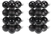 32x Zwarte glazen kerstballen 8 cm - mat/glans - Kerstboomversiering zwart