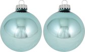 16x Starlight blauwe glazen kerstballen glans 7 cm kerstboomversiering - glans - Kerstversiering/kerstdecoratie blauw