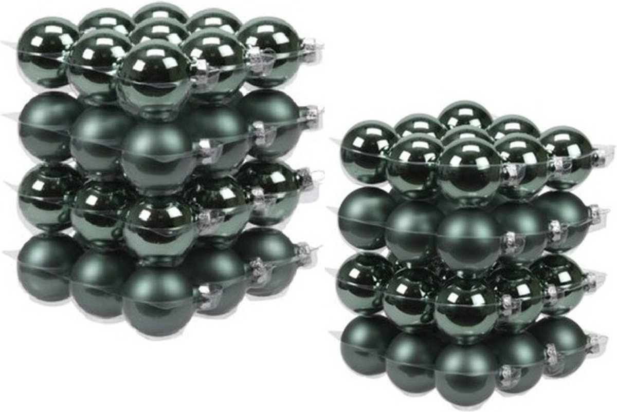 72x stuks glazen kerstballen emerald groen 4 en 6 cm mat/glans