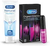 Durex - 2 Glijmiddelen - Voor Een Sensuele Aanraking - Waterbasis - Natural 100ml - Intense Orgasm Stimulerende Glijmiddel 10ml - Voordeelverpakking