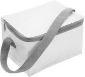 Petit sac isotherme blanc pour 6 canettes avec fermeture éclair et bandoulière - Déjeuner-boissons-médicaments - 20 x 13 x 13 cm
