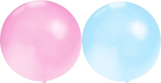 Bellatio Decorations 10x groot formaat ballonnen blauw en roze met diameter 60 cm