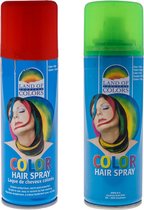 Goodmark haarverf/haarspray set van 2x flacons van 120 ml - Rood en Groen - Carnaval verkleed spullen - Haar kleuren