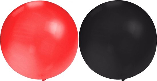 Bellatio Decorations 10x groot formaat ballonnen rood en zwart met diameter 60 cm