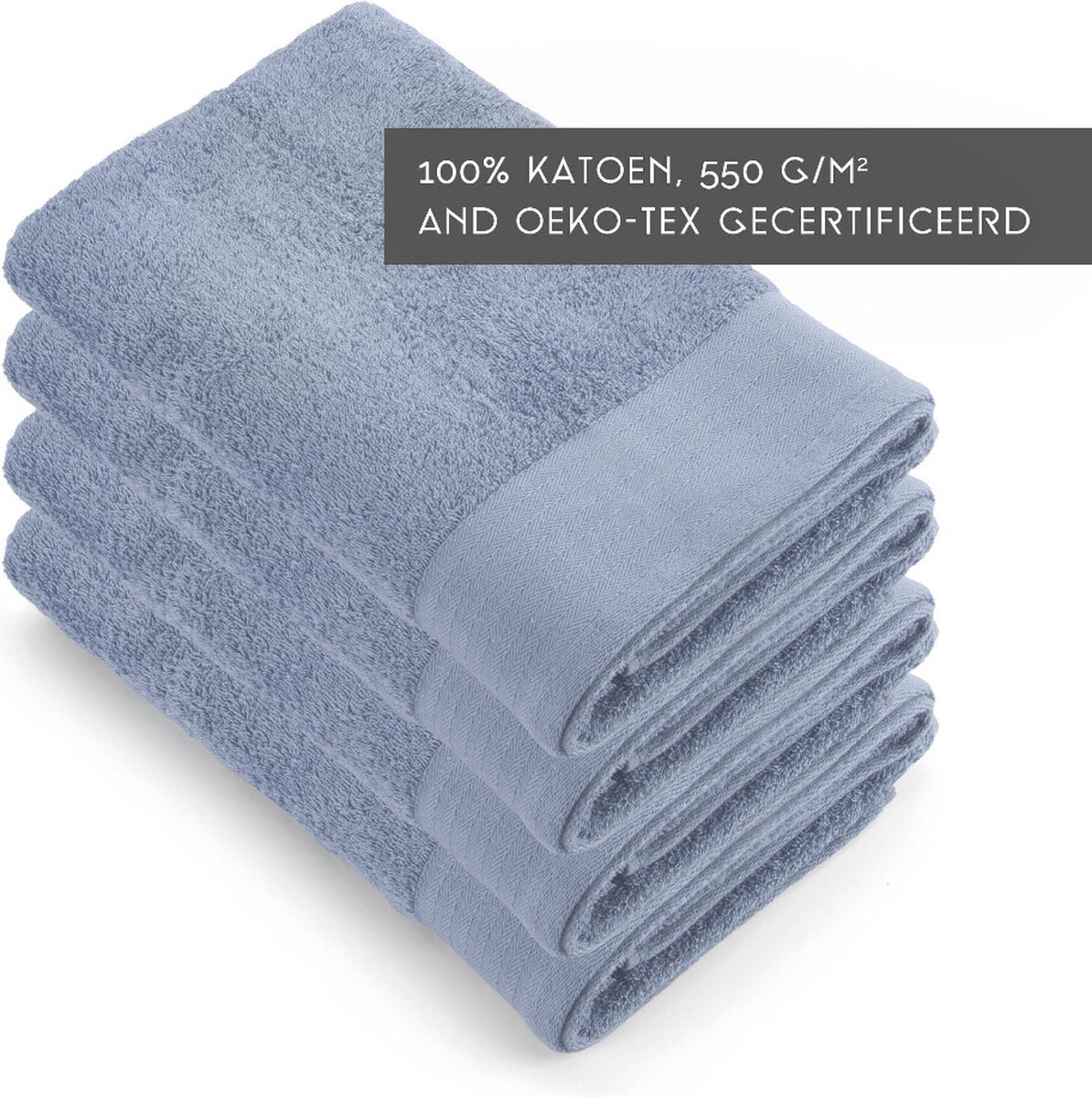 Walra handdoeken 70x140 Soft Cotton - 4-delig - Badlaken 550 g/m² - 100% Katoen - Handdoekenset Blauw