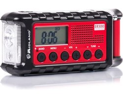 foto van Midland ER-300 AM-FM radio met USB en zonnecellen