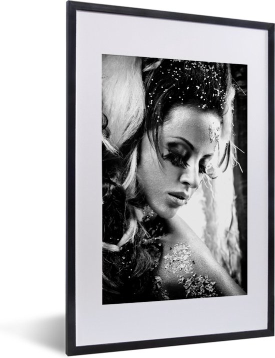 Voorganger twijfel Trekker Fotolijst incl. Poster Zwart Wit- Vrouw - Goud - Make up - zwart wit -  40x60 cm -... | bol.com