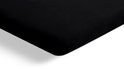 Zwart jersey hoeslaken met elastische rand.