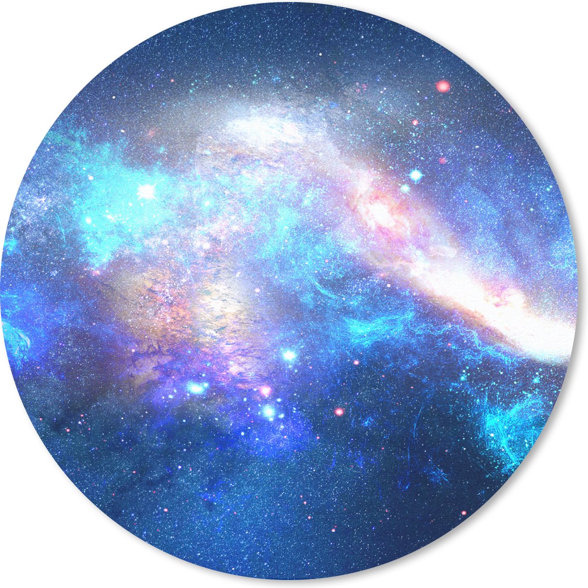 Muismat rond 20x20 cm - Mousepad Blauw - Sterren - Ruimte - Ronde muismatten