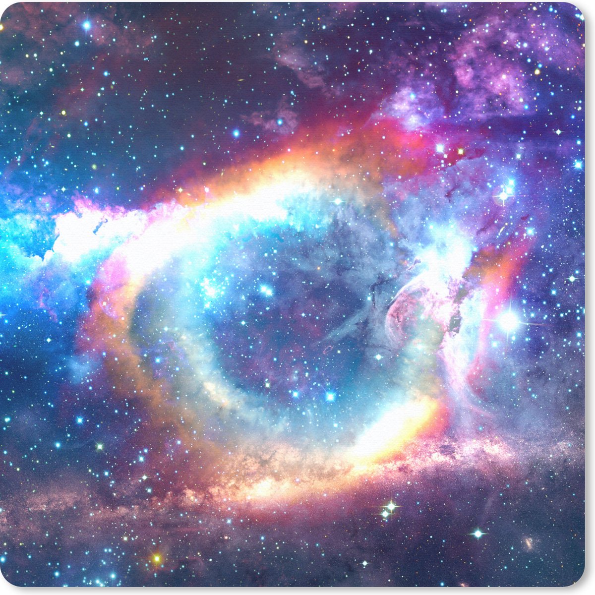 Muismat 20x20 cm - Mousepad Ruimte - Regenboog - Kleuren - Muismatten