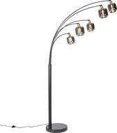 QAZQA zuzanna - Moderne Vloerlamp | Staande Lamp - 5 lichts - H 221 cm - Zwart Goud - Woonkamer | Slaapkamer | Keuken