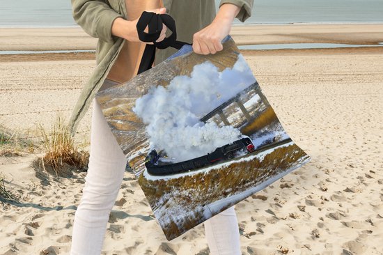 Sac bandoulière - Sac de plage - Shopper Locomotive à vapeur dans un environnement enneigé - 45x45 cm - Sac en coton