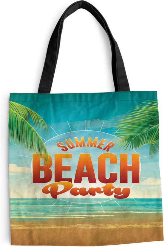 MuchoWow® Schoudertas - Strandtas - Big Shopper - Boodschappentas - Quotes - Summer beach party - Strand - Flyer - Zee - 45x45 cm - Katoenen tas