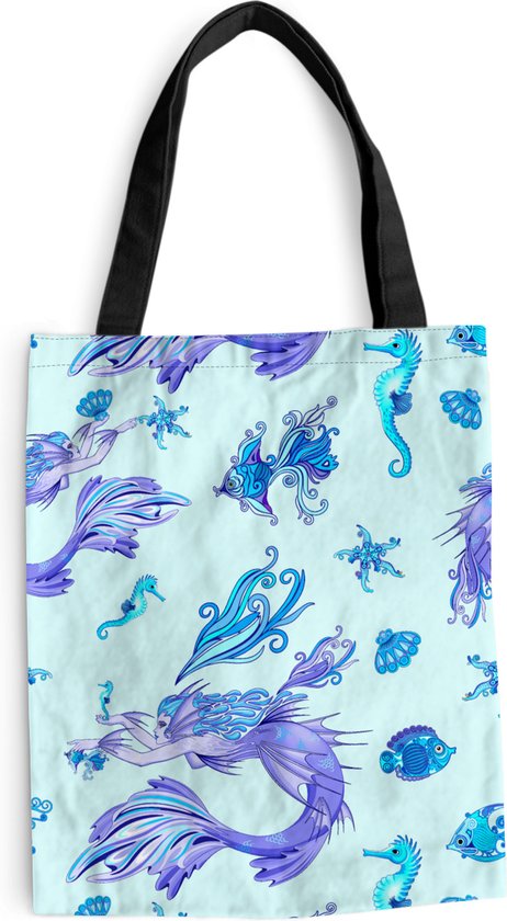MuchoWow® Sac bandoulière - Sac de plage - Big Shopper - Sac shopping - Motifs - Poisson - Sirène - Sirène - 40x50 cm - Sac en coton