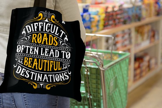 Sac bandoulière - Sac de plage - Big Shopper - Sac shopping - Motivation - Rétro - Citation - 40x40 cm - Sac en coton