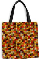 MuchoWow® Schoudertas - Strandtas - Big Shopper - Boodschappentas - Puzzel - Patronen - Herfst - 40x40 cm - Katoenen tas