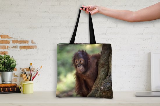 Sac bandoulière - Sac de plage - Shopper Bébé - Orang-outan - Arbre - 40x40 cm - Sac coton