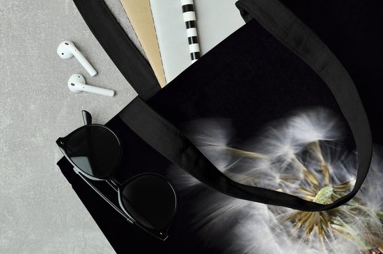 Sac bandoulière - Sac de plage - Shopper Une fleur de pollen sur fond noir - 45x45 cm - Sac en coton