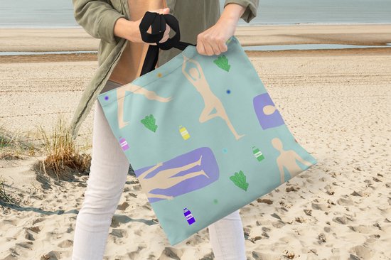 MuchoWow® Sac bandoulière - Sac de plage - Big Shopper - Sac shopping - Yoga - Motifs - Zen - 40x40 cm - Sac en coton