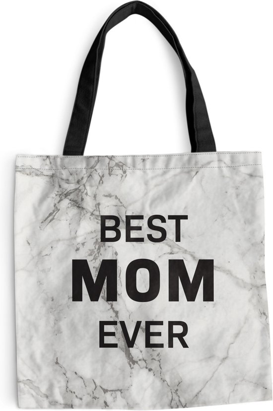 MuchoWow® Schoudertas - Strandtas - Big Shopper - Boodschappentas - Quotes - Best mom ever - Mama - Spreuken - 45x45 cm - Katoenen tas