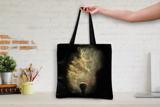 Sac bandoulière - Sac de plage - Shopper Poudre Goudor sur fond noir - 45x45 cm - Sac en coton