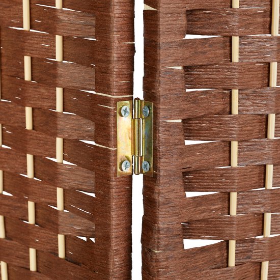 Relaxdays kamerscherm, 3-delig, opvouwbare paravent, HxB: 168x135,5 cm, kunststof & bamboe, room divider, natuur/wit