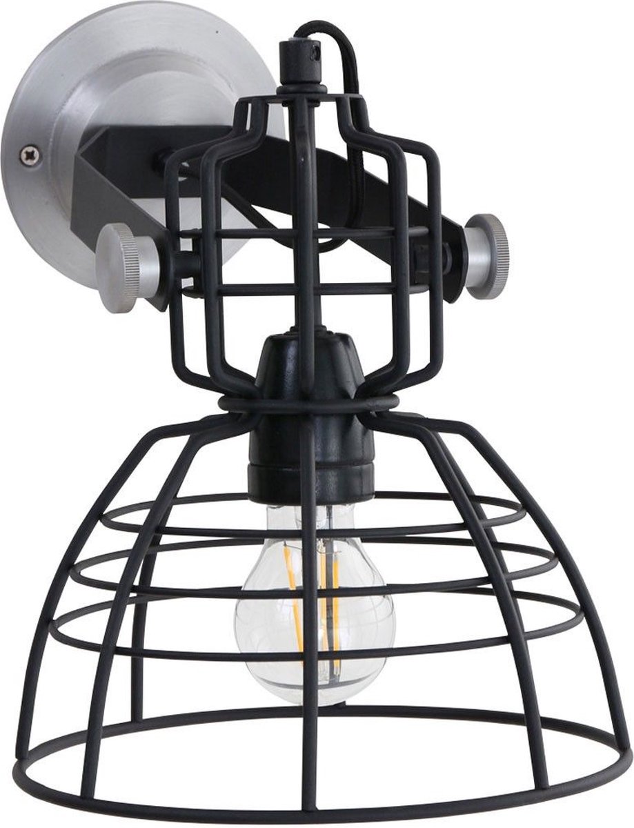 Retro wandlamp Anne | 1 lichts | zwart | metaal | Ø 22 cm | woonkamer lamp | modern / sfeervol design