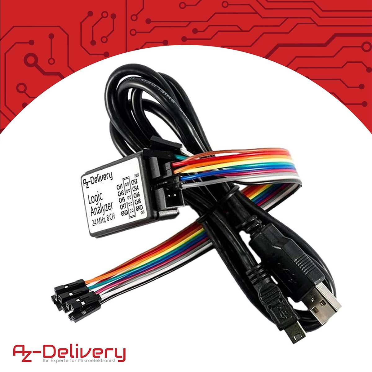 AZDelivery 3 x Logische Analyser 8 CH, 24MHz USB kabel compatibel