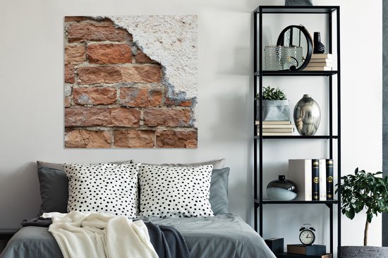 Tableau sur toile Brique - Plâtre - Mur - 90x90 cm - Décoration murale