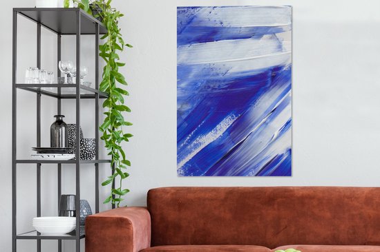 Peinture sur toile - Design - Blauw - 80x120 cm - Décoration murale