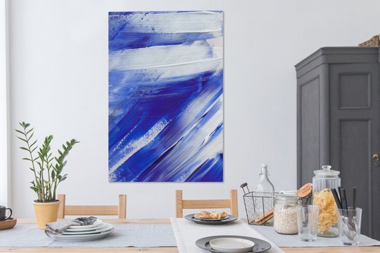 Peinture sur toile - Design - Blauw - 80x120 cm - Décoration murale