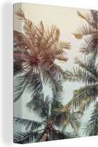 Canvas Schilderij Palmboom - Zomer - Tropisch - 60x80 cm - Wanddecoratie