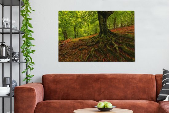 Tableau sur toile Arbre - Forêt - Feuilles d'Automne - 140x90 cm - Décoration murale