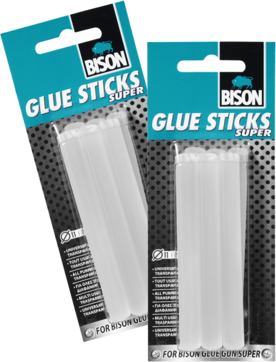Bison glue sticks super - lijmpatroon - 11 mm - transparant - 12 stuks - Bison