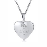 Fotohanger Met Ketting En Gravering - Hart - Papa Is De Beste