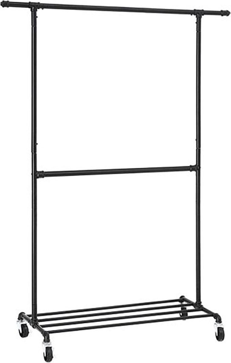 IN.HOMEXL - Virginia- Kledingrek - Kledingrek metaal - Kledingrek op wieltjes - 130 x 49 x 198 cm (L x B x H) – Zwart