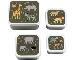 foto van A Little Lovely Company - Brooddoos - Broodtrommel -Lunch & snack box set van 4 - Savanne