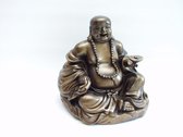 Boeddha zittend beeld - 15 cm hoog - bronskleurige beeld - Boeddhisme