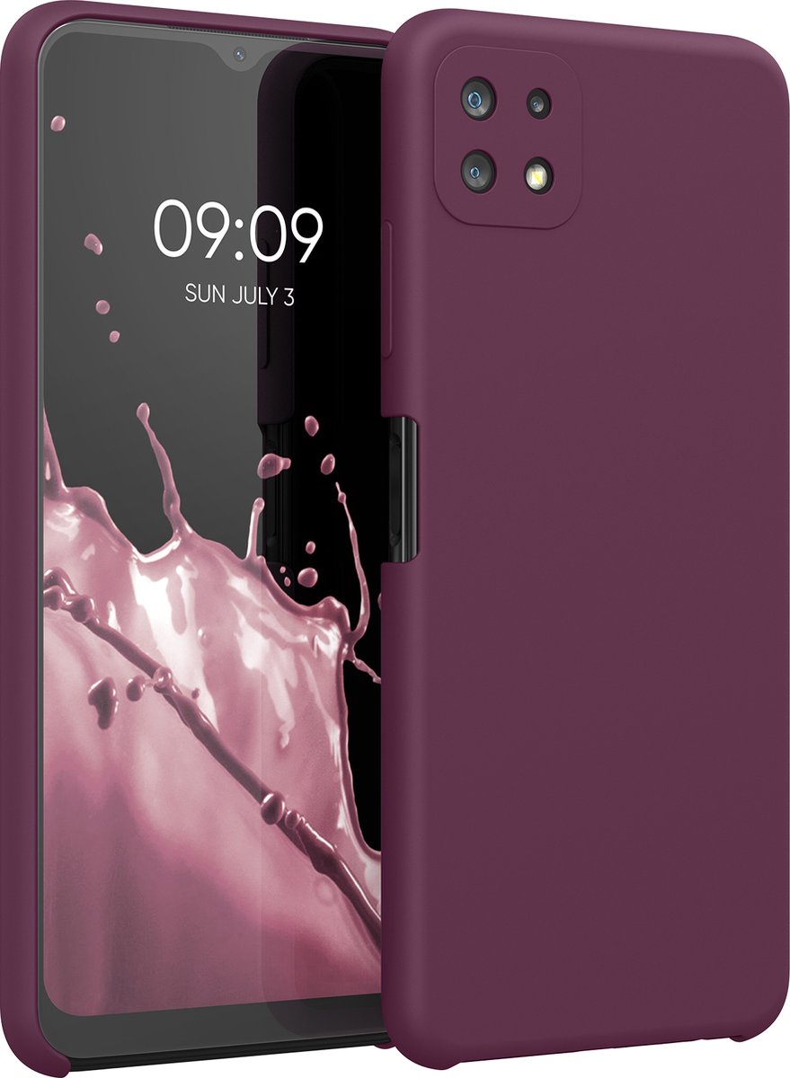 kwmobile telefoonhoesje voor Samsung Galaxy A22 5G - Hoesje met siliconen coating - Smartphone case in bordeaux-violet