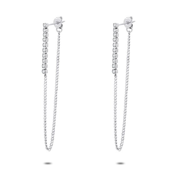 Boucles d' Boucles d'oreilles Twice As Nice en acier inoxydable, 10 cristaux