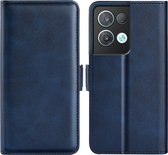 Oppo Reno 8 Pro Hoesje - MobyDefend Luxe Wallet Book Case (Sluiting Zijkant) - Blauw - GSM Hoesje - Telefoonhoesje Geschikt Voor Oppo Reno 8 Pro